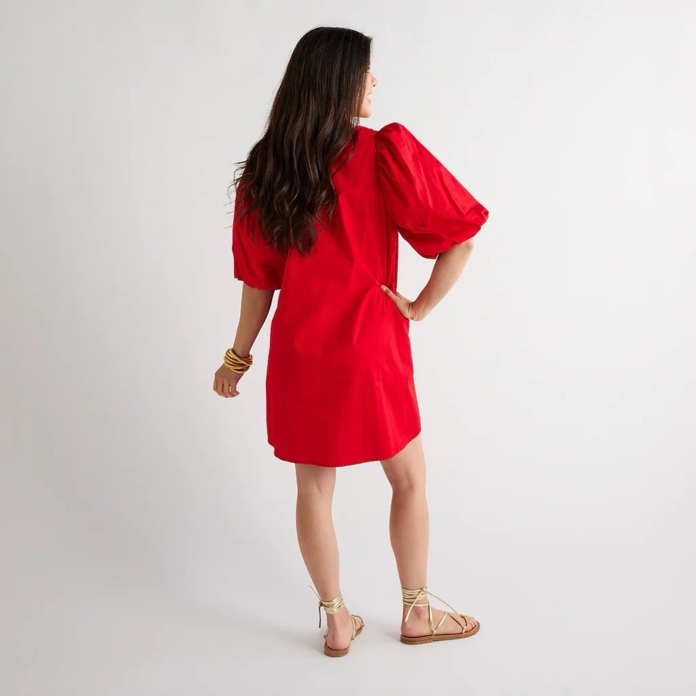 Caryn Lawn Lila‎ Cotton Poplin Mini Dress One Size Red NWT - Picture 2 of 6
